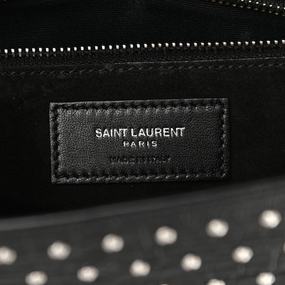 Saint Laurent Crocodile Embossed Calfskin Crystal Embellished Carre Satchel Black 10 of 16