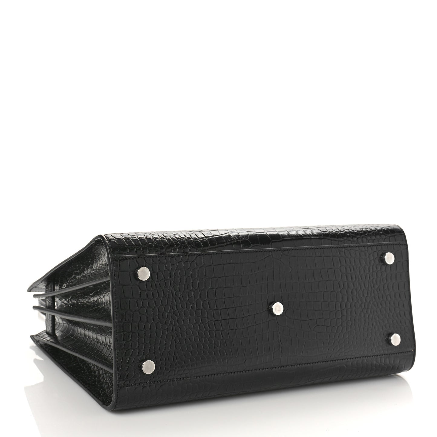 Calfskin Crocodile Embossed Small Sac de Jour Black