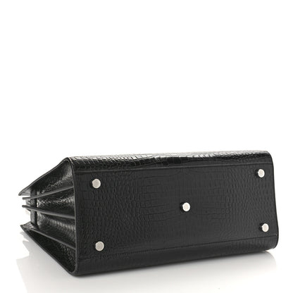 Saint Laurent Calfskin Crocodile Embossed Small Sac de Jour Black 5 of 11