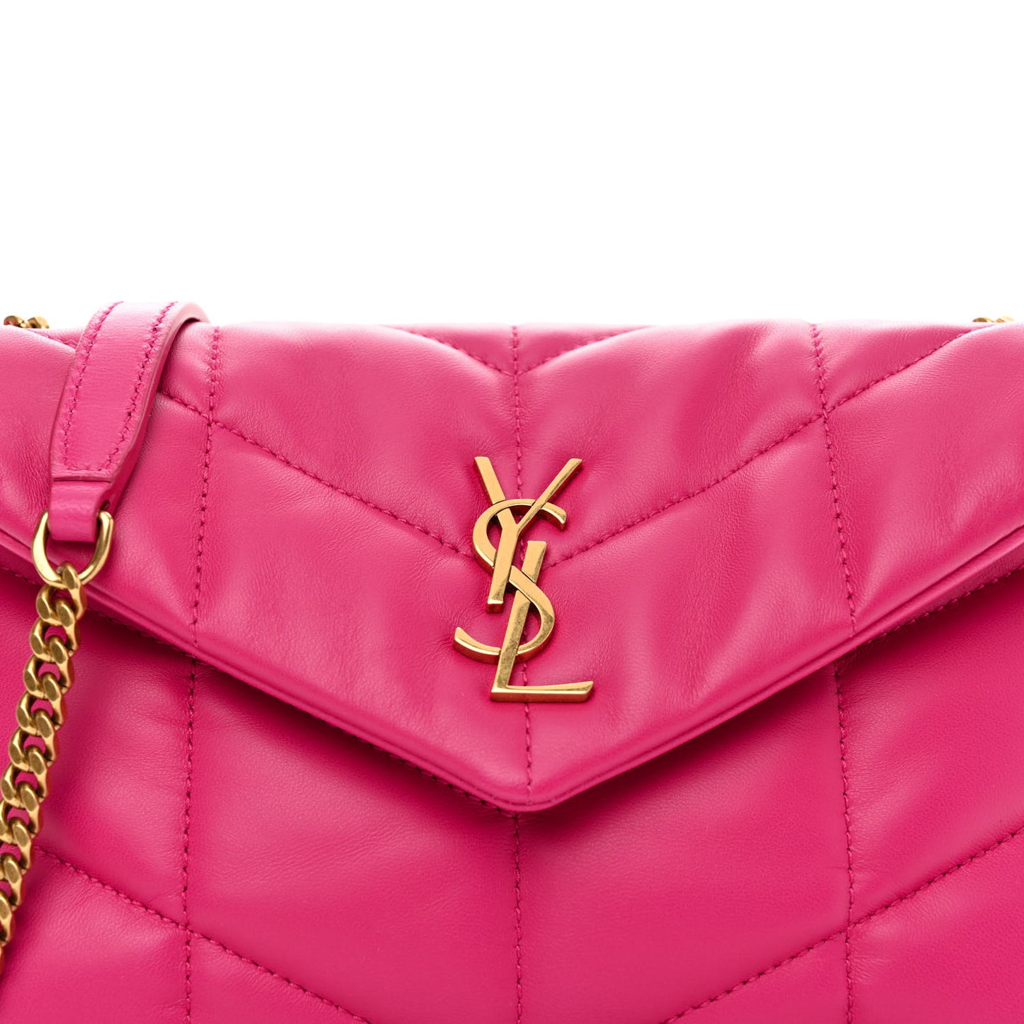 Lambskin Quilted Toy Loulou Puffer Monogram Chain Satchel Bubblegum