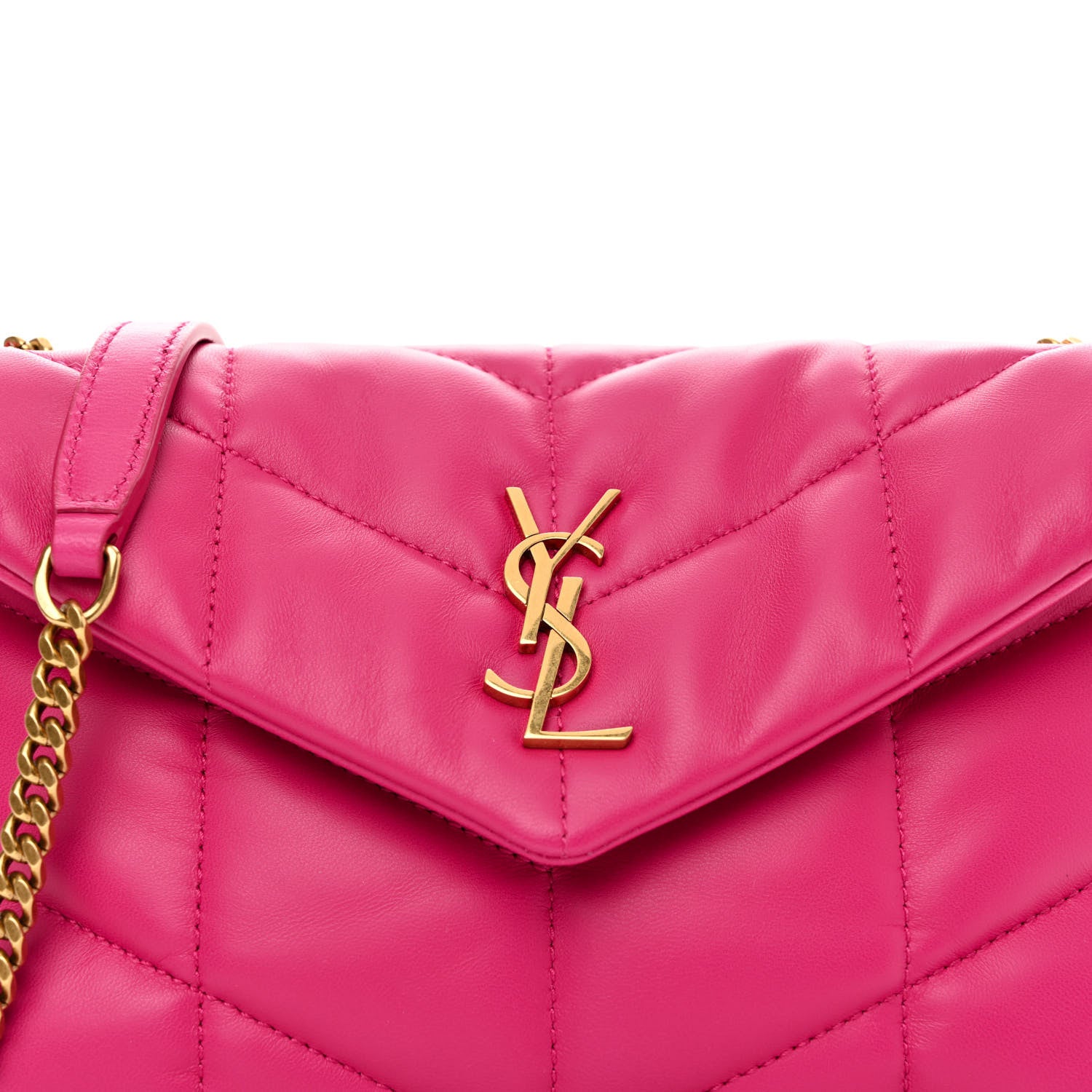 Saint Laurent Lambskin Quilted Toy Loulou Puffer Monogram Chain Satchel Bubblegum 8 of 11