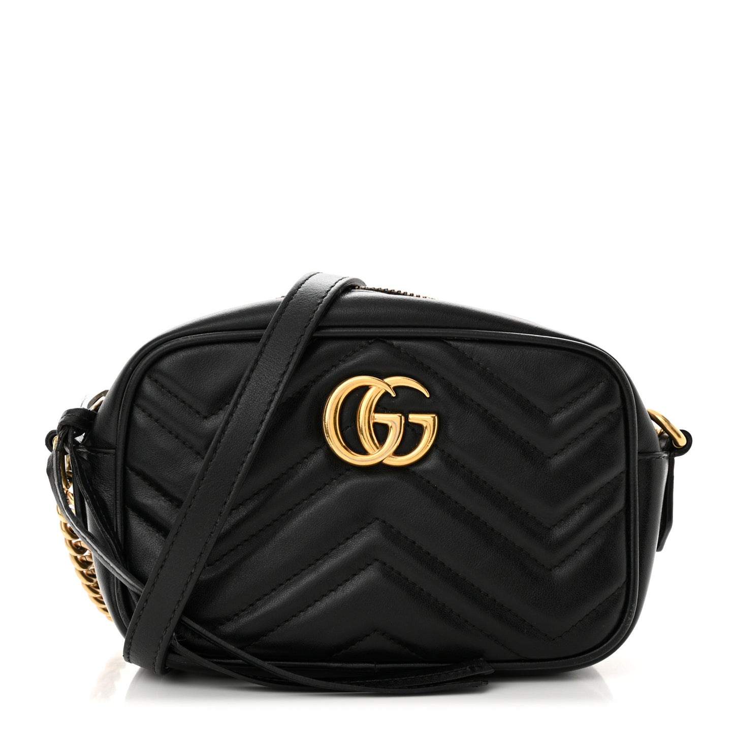 Calfskin Matelasse Mini GG Marmont Chain Shoulder Bag Black