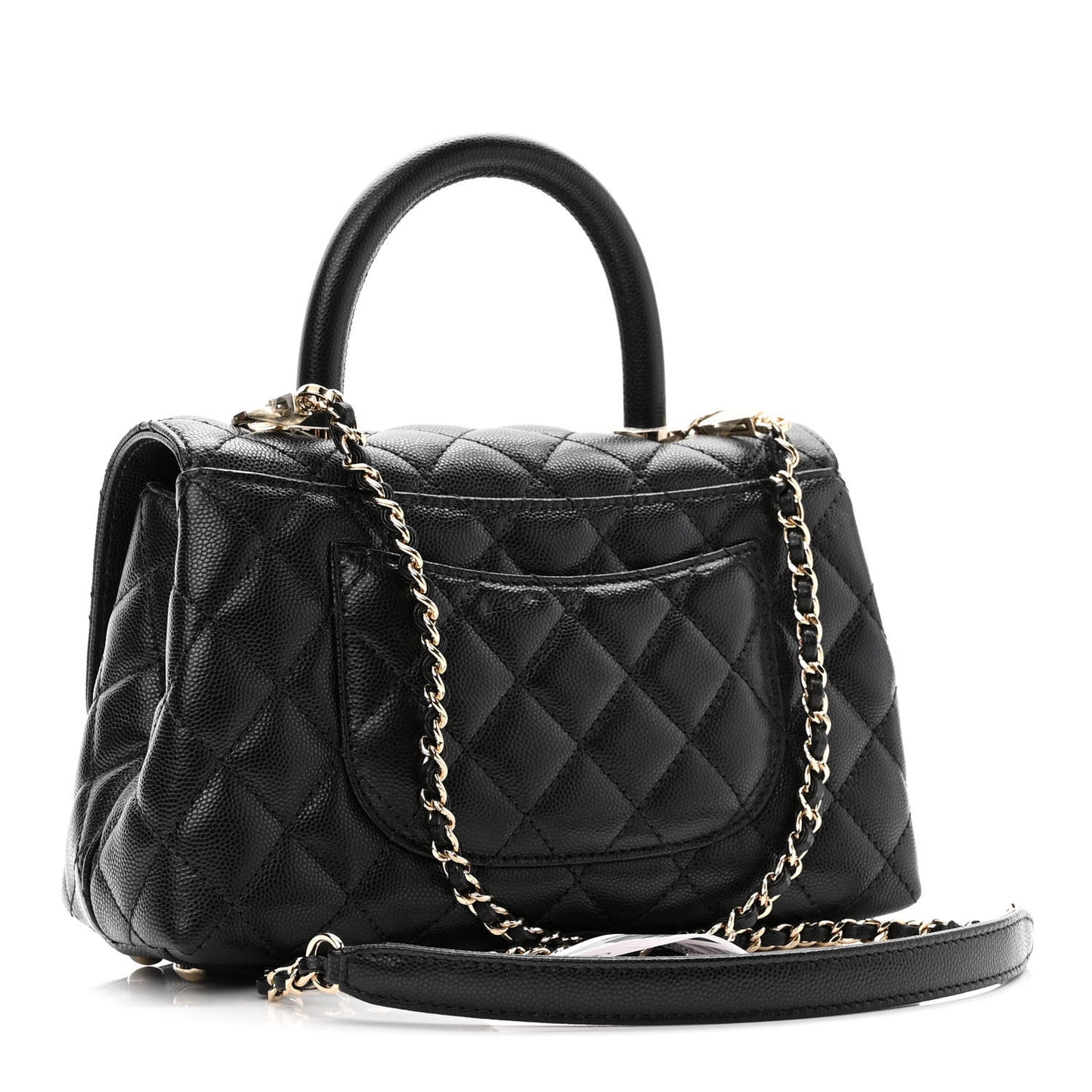 Caviar Quilted Mini Coco Handle Flap Black