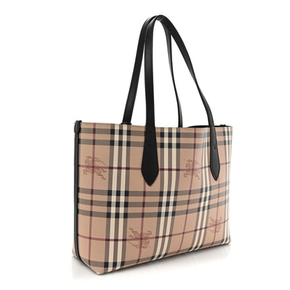 Burberry Grainy Calfskin Haymarket Check Small Reversible Tote Black 3 of 13