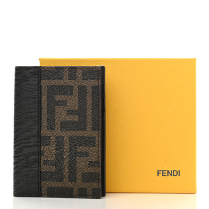 Fendi Zucca Spalmati Vitello Elite Double Fold Credit Card Case Tobacco Black 8 of 8