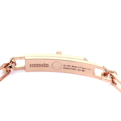 Hermes 18K Rose Gold Diamond Pave PM Kelly Chaine Bracelet LG 4 of 7