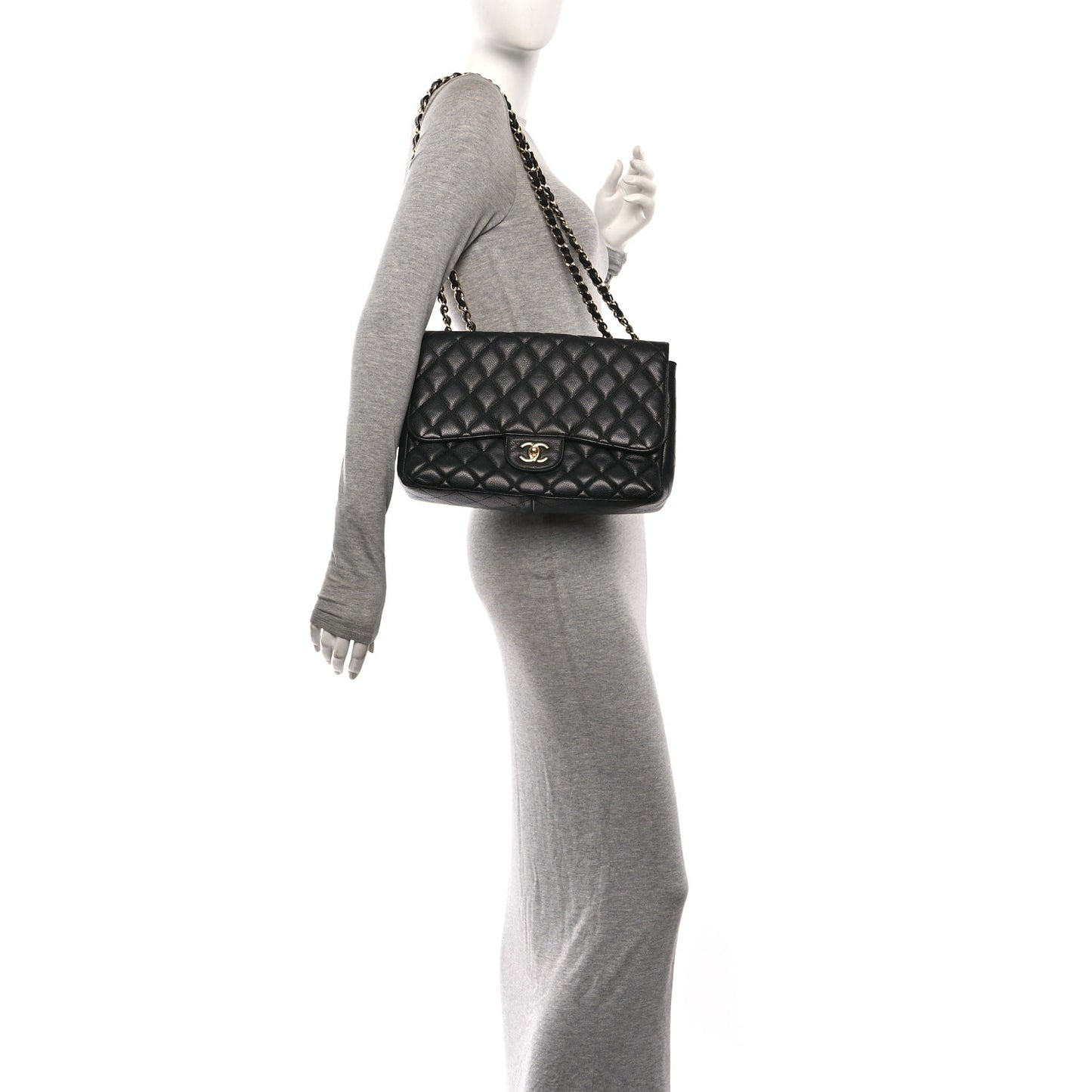 Caviar Quilted Jumbo Single Flap Black