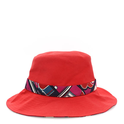 Hermes Cotton Twilly Bucket Hat 56 Red Multicolor 6 of 8