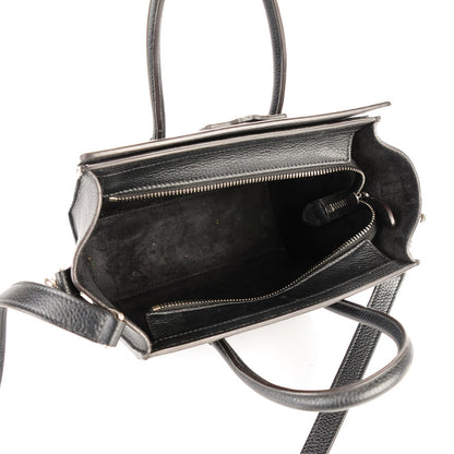 Celine Drummed Calfskin Nano Luggage Black 5 of 7