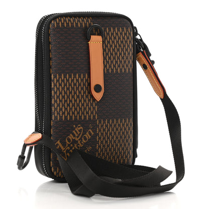 Louis Vuitton X NIGO Giant Damier Ebene Tortoise Double Phone Pouch 3 of 9