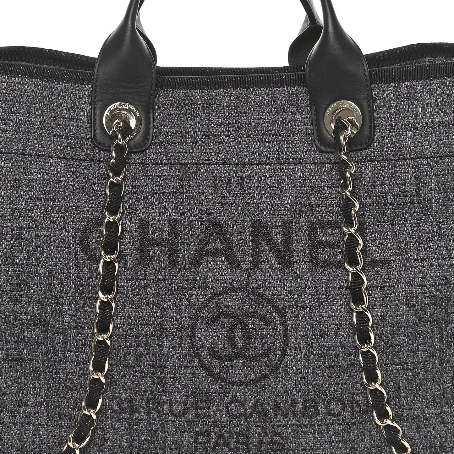 Lurex Boucle Medium Deauville Tote Black