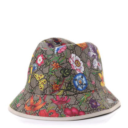 Gucci GG Supreme Monogram Flora Fedora Hat S White 1 of 10