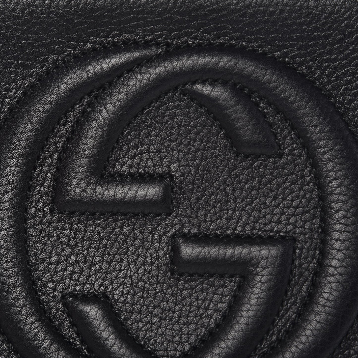 Pebbled Calfskin Small Soho Disco Bag Black