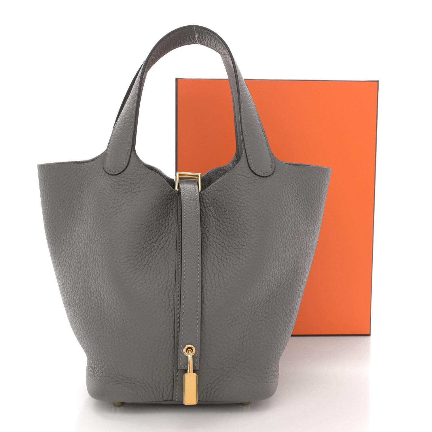 Hermes Taurillon Clemence Picotin Lock 18 PM Gris Meyer 11 of 11
