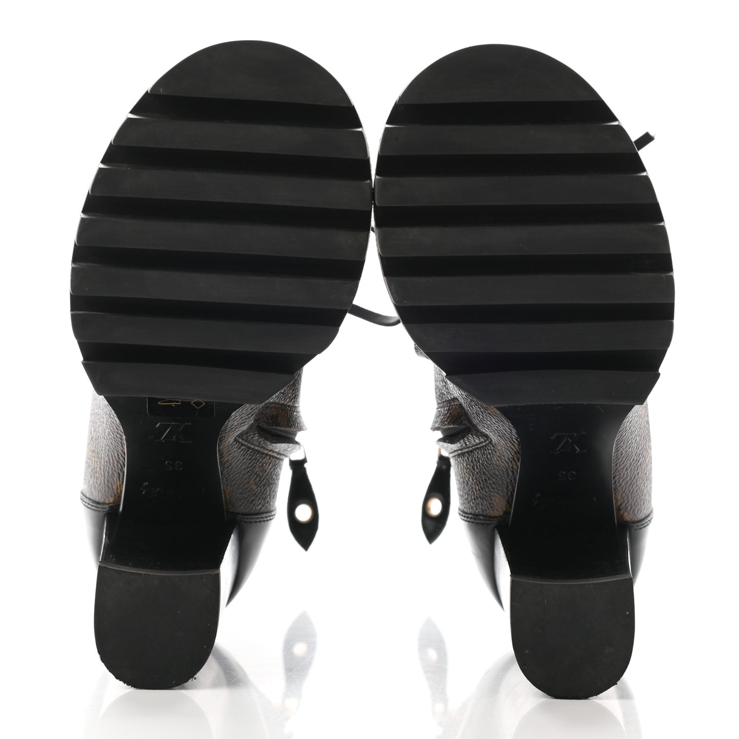 Patent Calfskin Monogram Star Trail Ankle Boots 35 Black