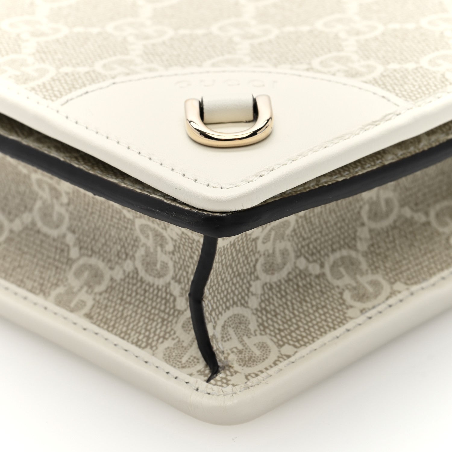 Gucci GG Emblem Monogram Wallet With Strap Beige White 9 of 10