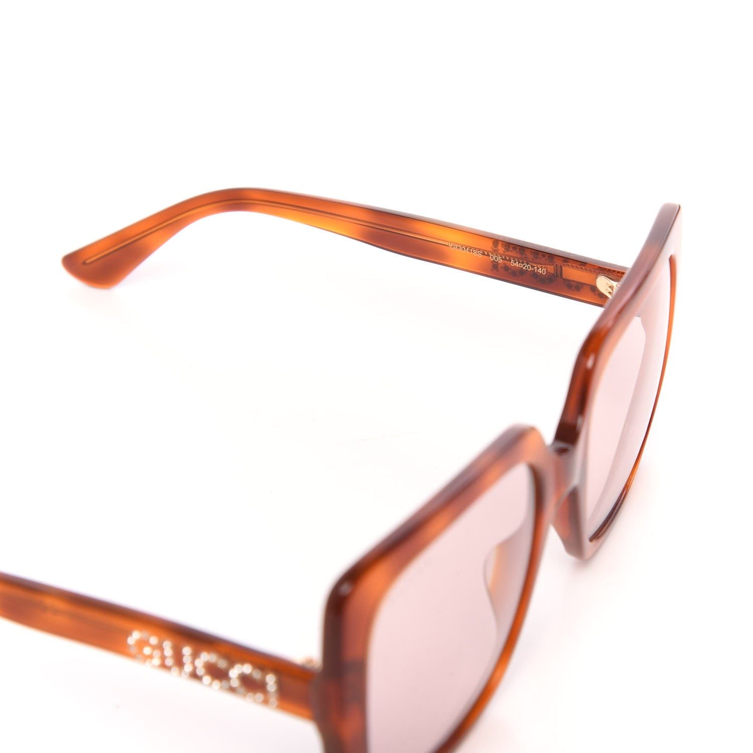 Gucci Square Frame Crystal Sunglasses GG 0418S Tortoiseshell 5 of 9