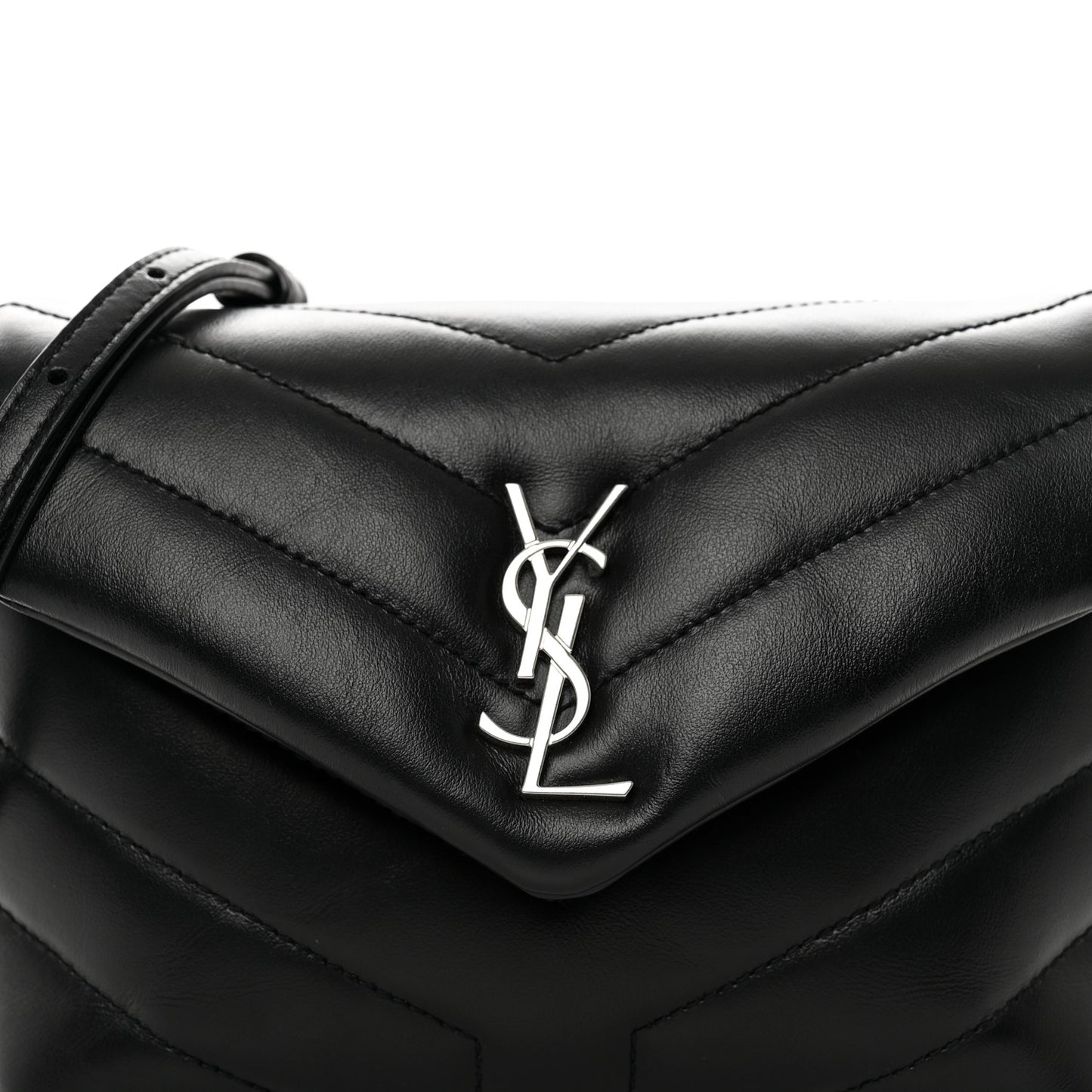 Calfskin Y Quilted Monogram Toy Loulou Crossbody Bag Black