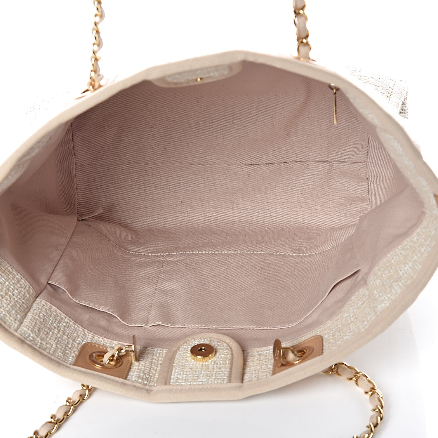 Chanel Canvas Small Deauville Tote Light Beige 5 of 9