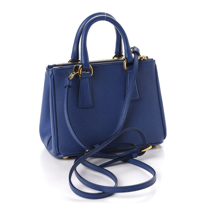 Prada Saffiano Micro Galleria Double Zip Tote Azzurro 3 of 9