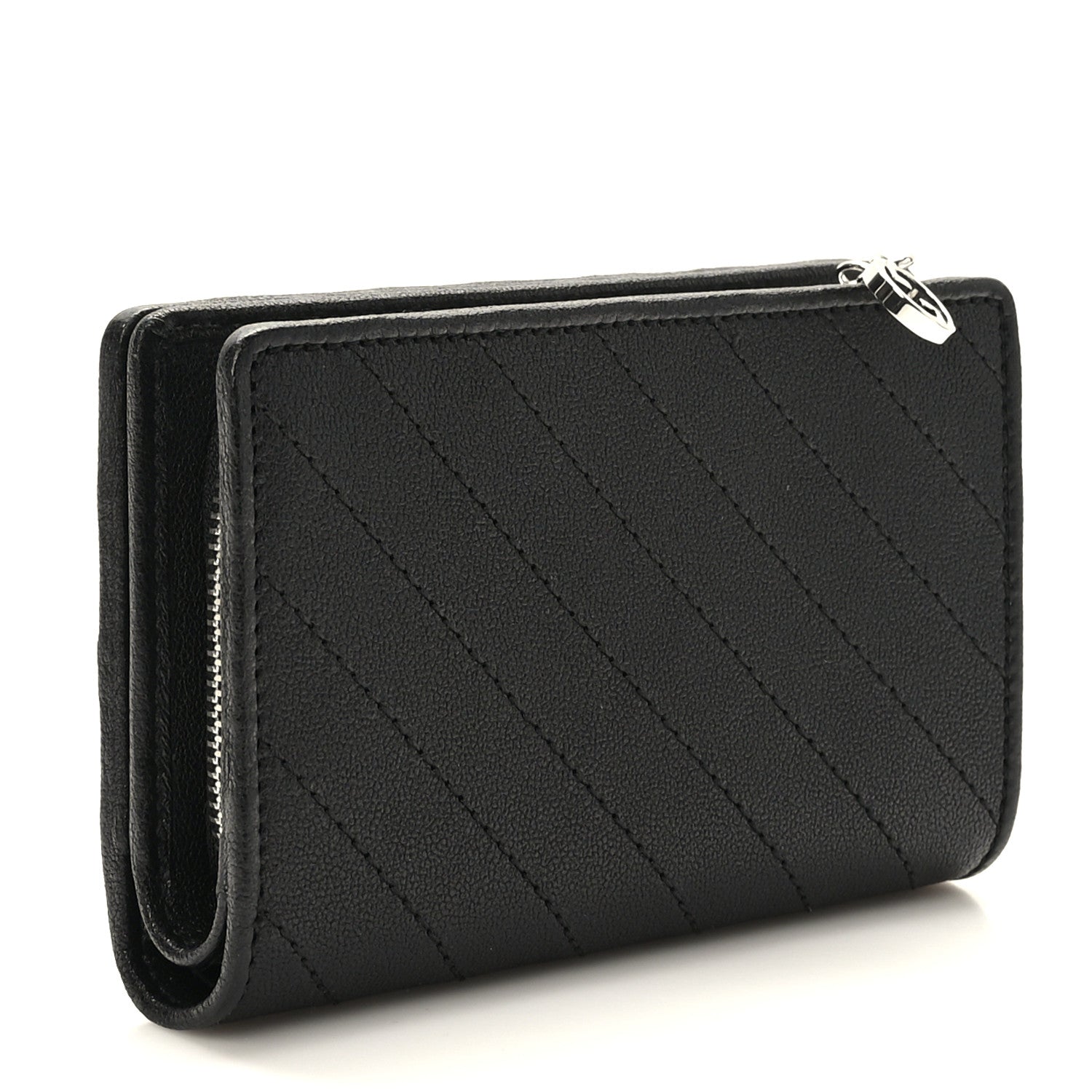 Gucci Sakai Be Green Calfskin Diagonal Stitched Blondie Travel Wallet Black 3 of 8