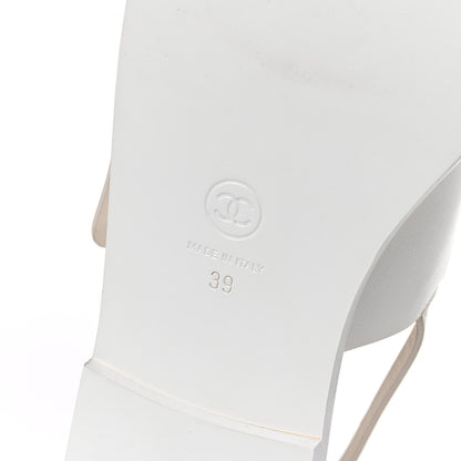 Chanel Goatskin CC Sandals 39 White 6 of 10