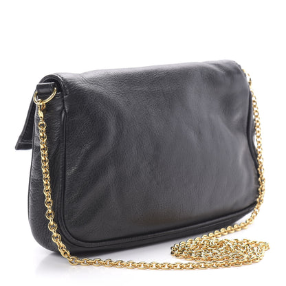 Fendi Vitello Flamingo Fendista Pouchette Crossbody Black 3 of 11