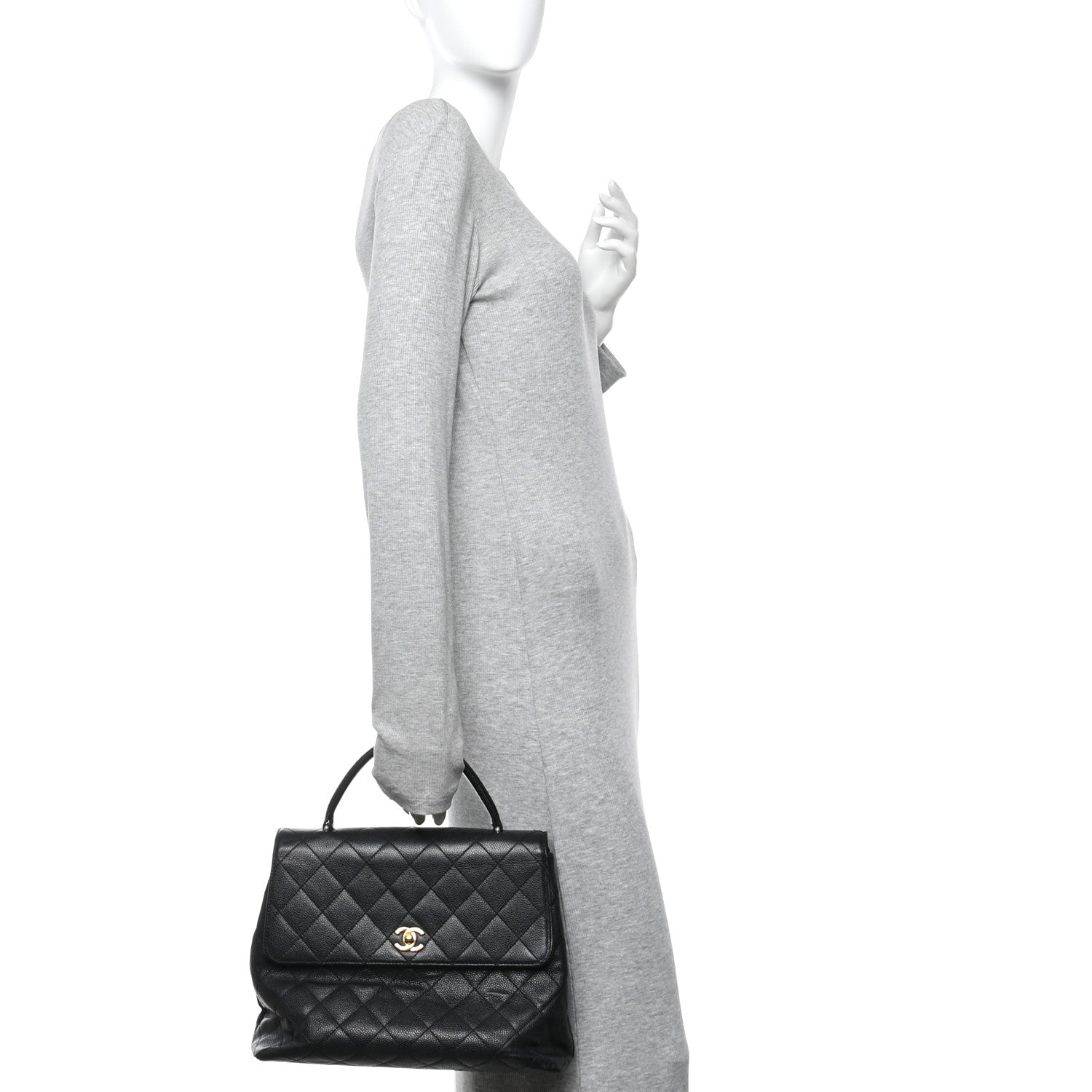 Chanel Caviar Quilted Jumbo Kelly Flap Black 2 of 17