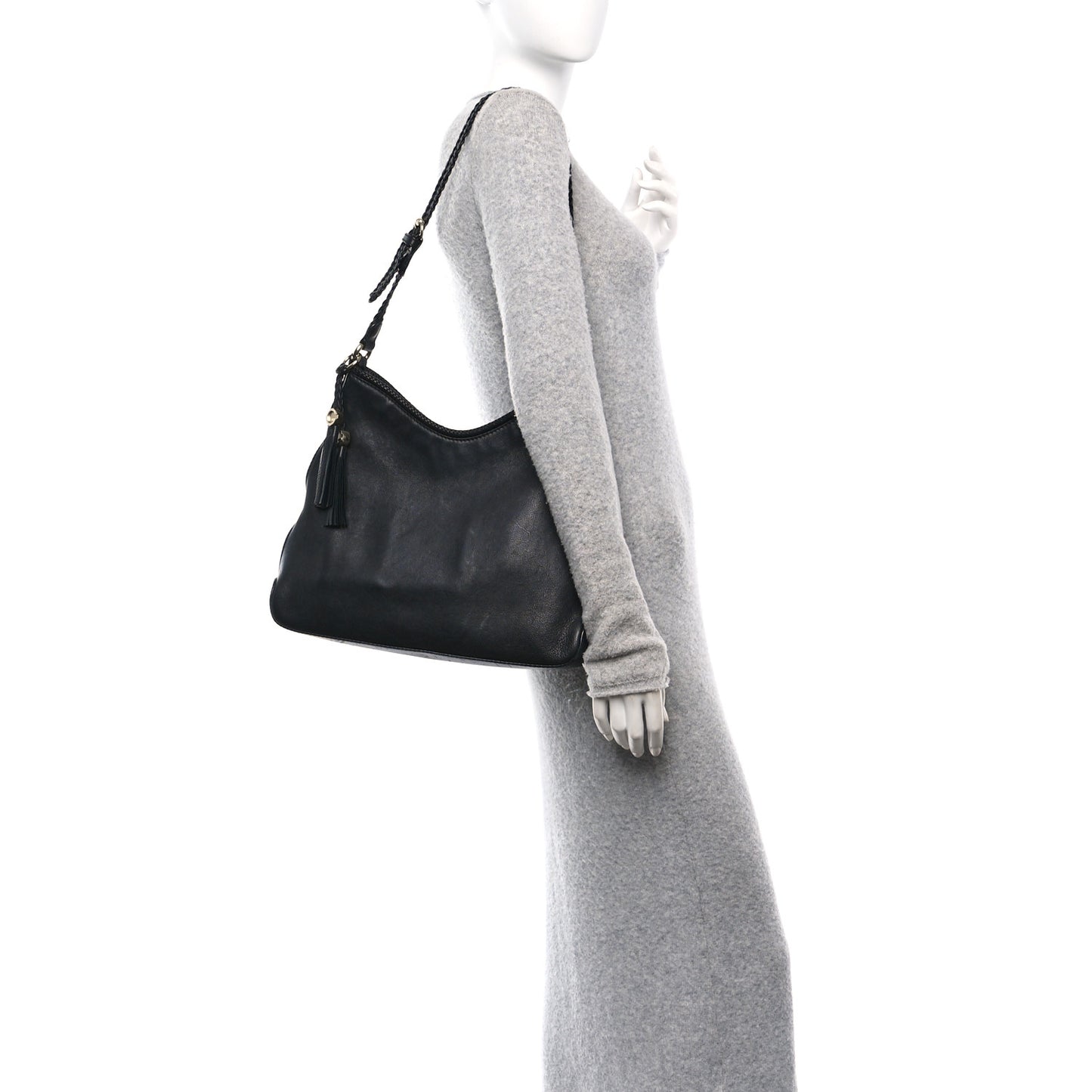 Pebbled Calfskin Medium Marrakech Hobo Black