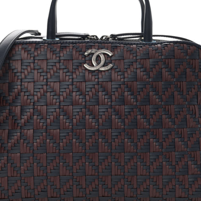 Chanel Calfskin Woven Bowling Bag Navy Blue 8 of 11