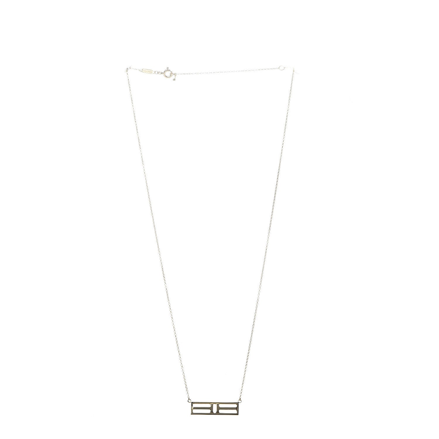Tiffany 18K Yellow Gold Tiffany T Two Open Horizontal Bar Pendant Necklace 2 of 6