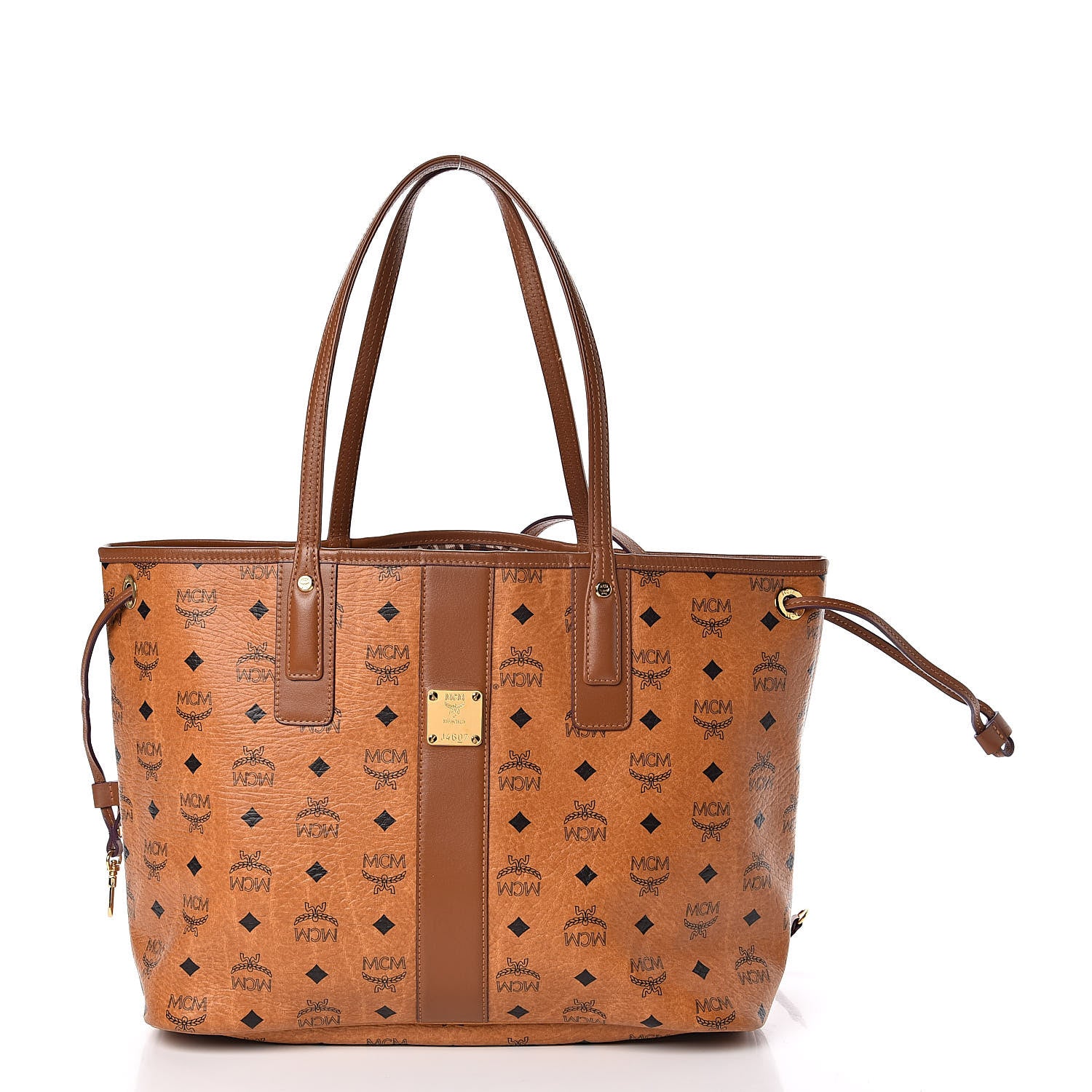 MCM Visetos Medium Liz Reversible Shopper Tote Cognac 4 of 16