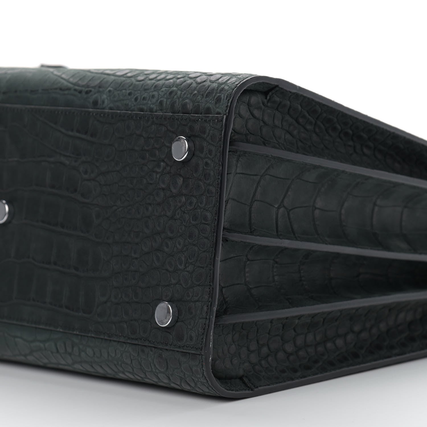 Saint Laurent Calfskin Crocodile Embossed Small Sac de Jour Black 8 of 11