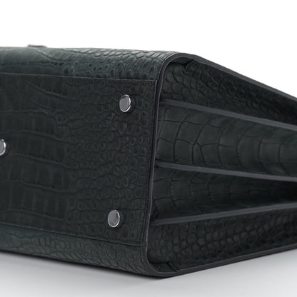 Saint Laurent Calfskin Crocodile Embossed Small Sac de Jour Black 8 of 11