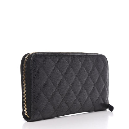 Chanel Caviar Quilted Large Gusset Zip Around Wallet Black 3 of 13