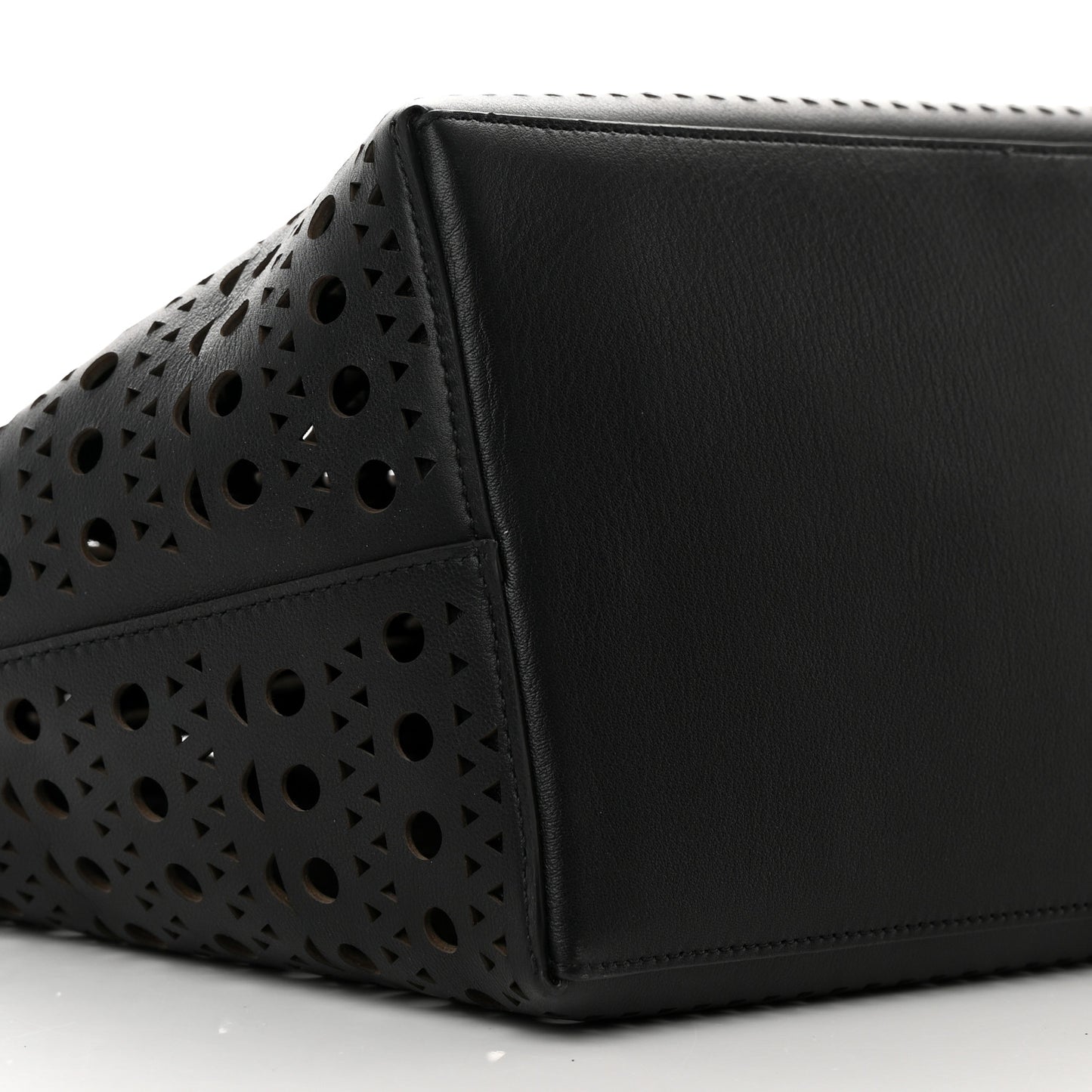 Lux Calfskin Optical Perforated Laser Cut Mina 44 Tote Black