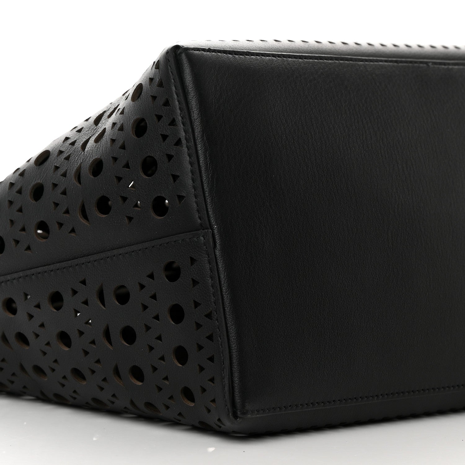 Alaia Lux Calfskin Optical Perforated Laser Cut Mina 44 Tote Black 10 of 11