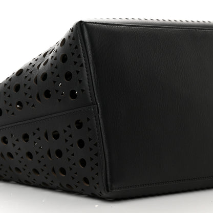 Alaia Lux Calfskin Optical Perforated Laser Cut Mina 44 Tote Black 10 of 11