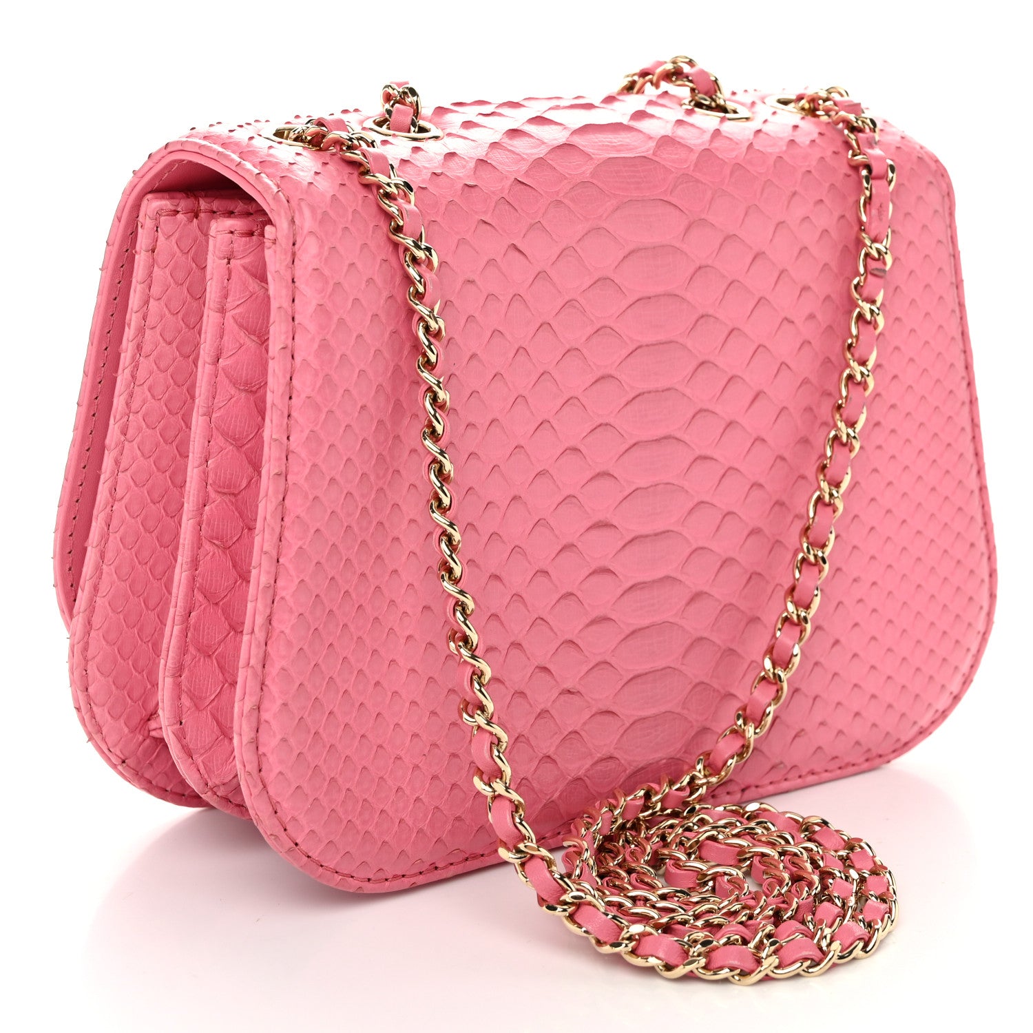 Chanel Snakeskin Small Braided Chic Flap Pink 3 of 11