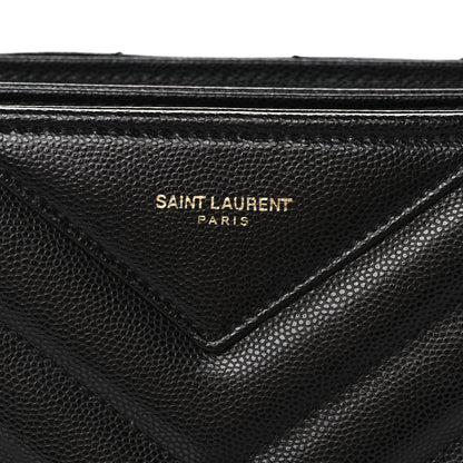 Saint Laurent Grain De Poudre Matelasse Chevron Small Tribeca Shopping Bag Black 10 of 11