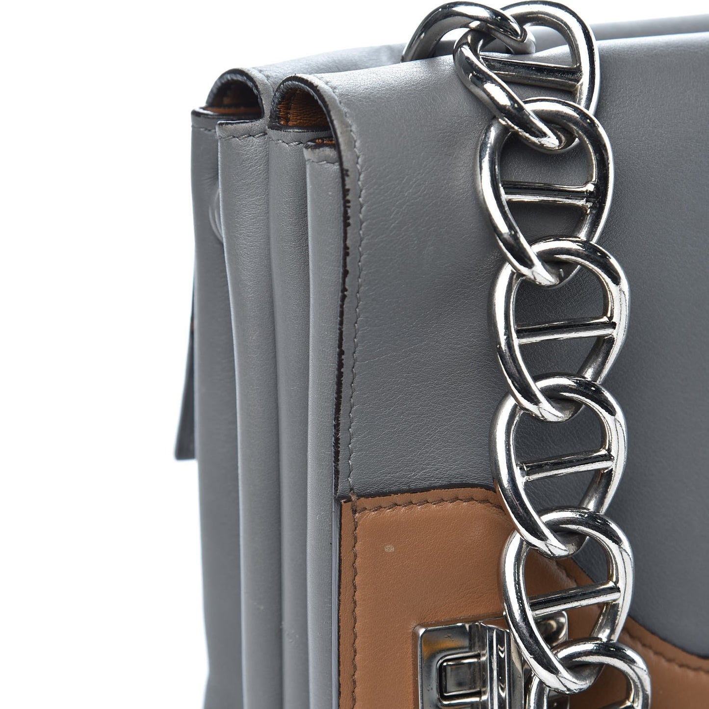 Vitello Soft Chain Horizontal Shoulder Bag Marmo Cannela