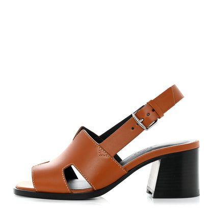 Hermes Calfskin Elbe 60 Sandals 35 Marron Glaise 1 of 9