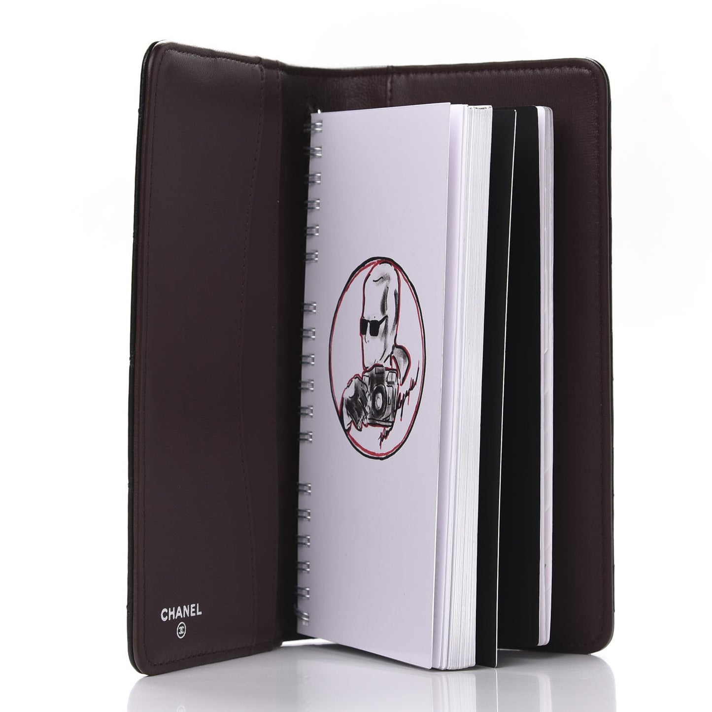 Lambskin Quilted Medium Agenda Cover Black