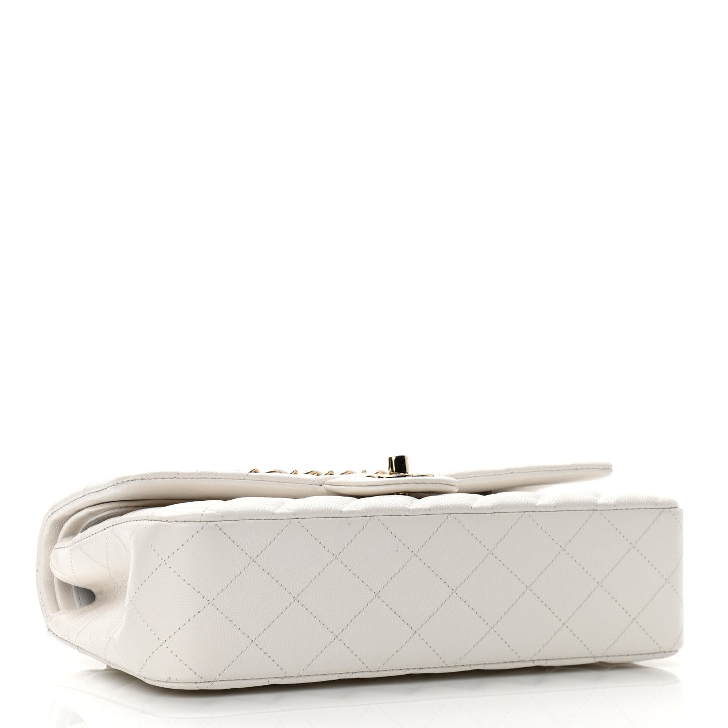 Caviar Quilted Medium Double Flap White
