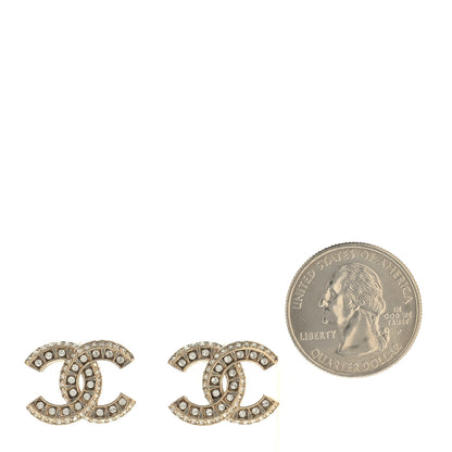 Chanel Crystal Timeless CC Earrings Light Gold 2 of 4