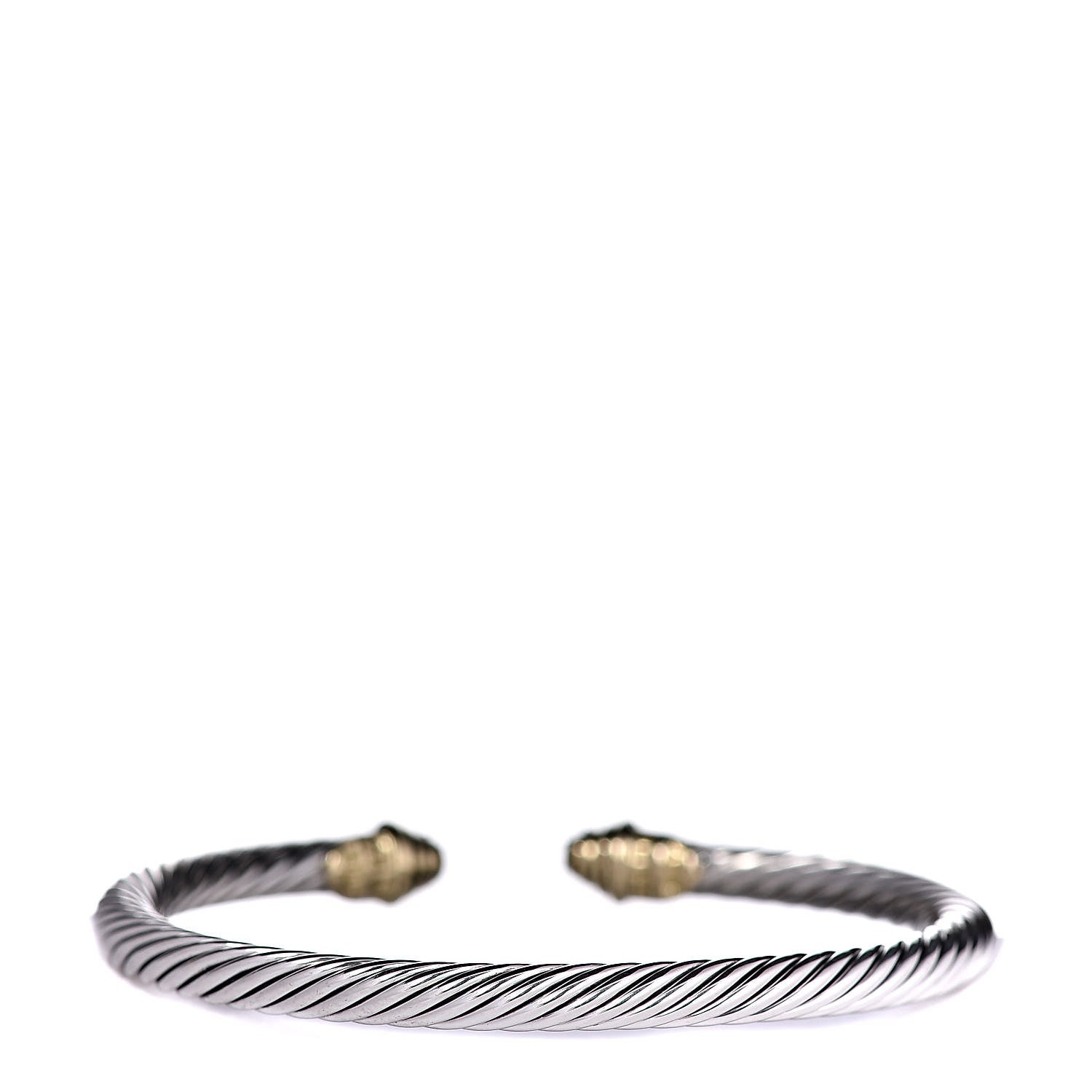 David Yurman Sterling Silver 18K Yellow Gold Diamond 4mm Cable Kids Bracelet 3 of 5