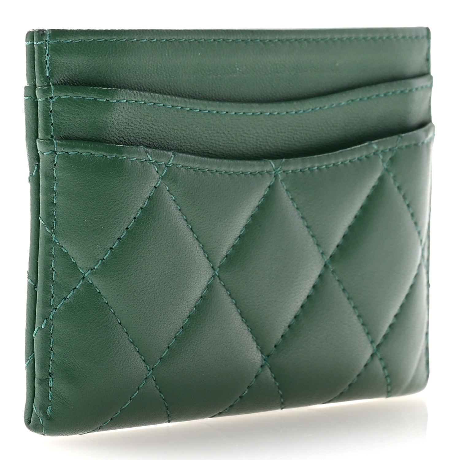 Chanel Lambskin Quilted Card Holder Green 3 of 12