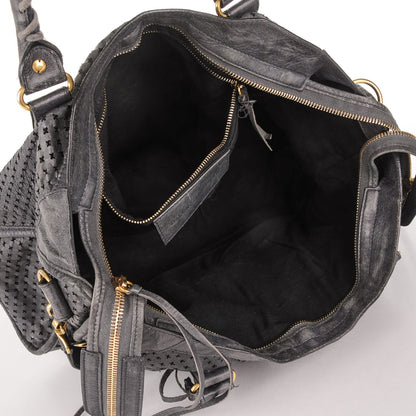 Balenciaga Agneau Laser Cut Cross Classic Gold Hardware City Grey 5 of 7