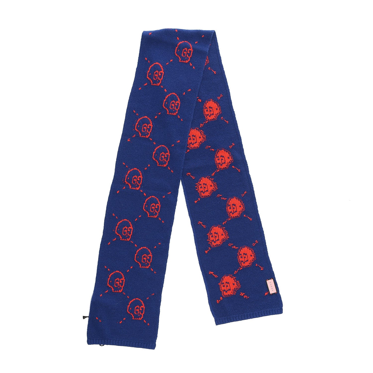 Gucci Wool Tricot GG Hamlet Scarf Navy Red 1 of 5