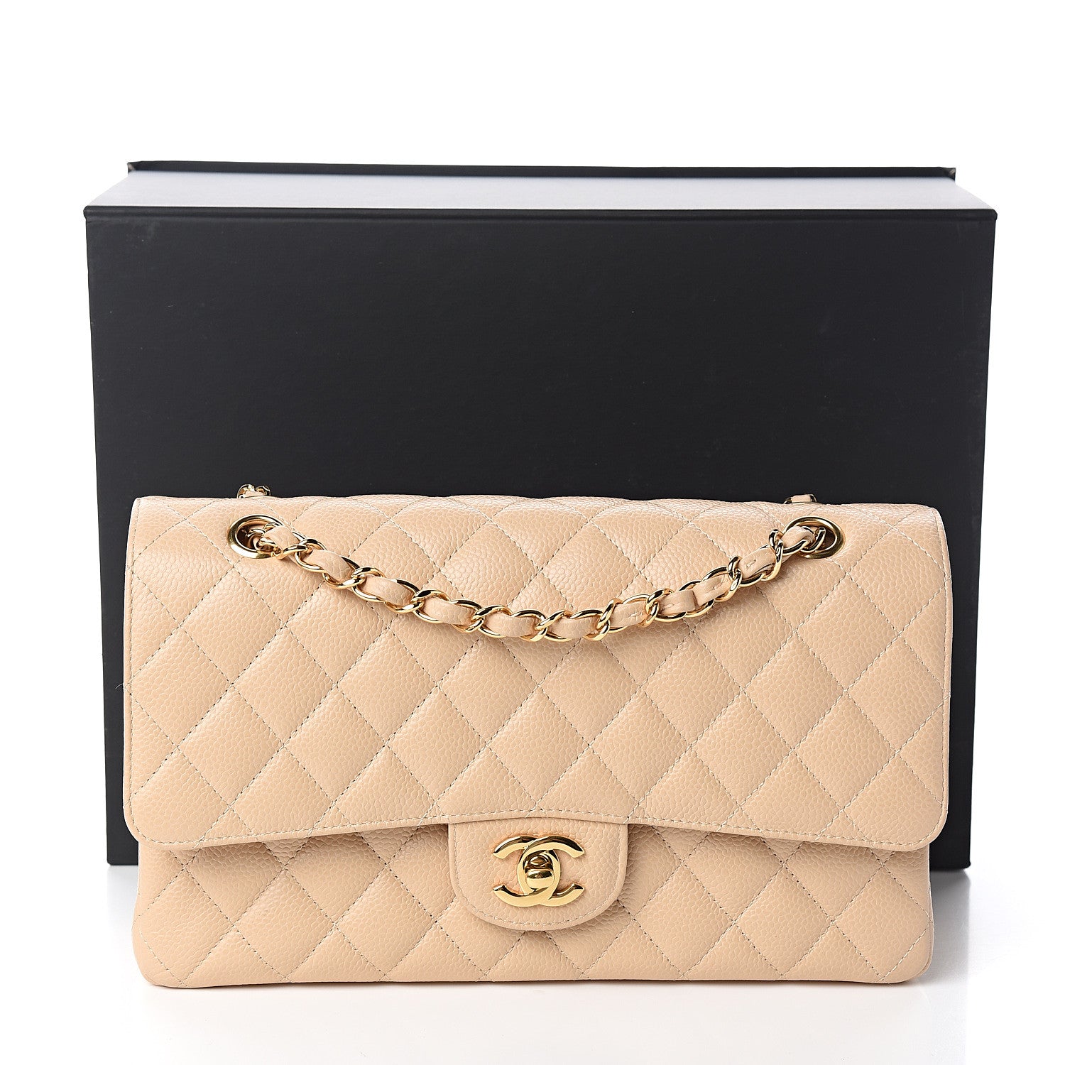 Chanel Caviar Quilted Medium Double Flap Beige Clair 10 of 10
